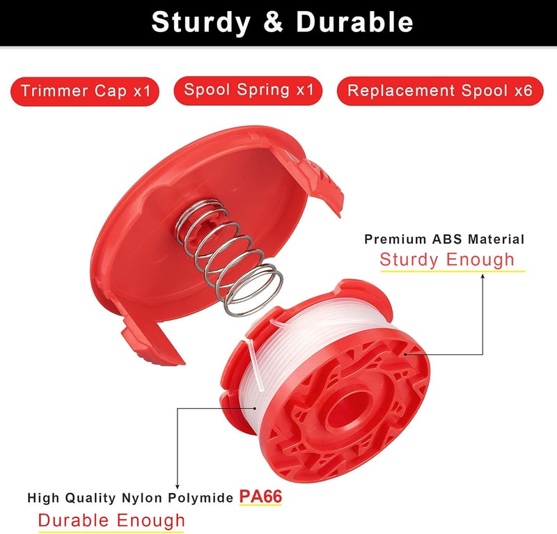 Dilsuaco CMZST0653 8pcs String Trimmer Spool Line(0.065",30Ft) with Cap Head, Compatible with Craftsman CMCST900,CMESTA900,CMESTE920,CMZST98020,CMCST915,CMEST913,CMZST120SC (CMZST0653-8pcs) - Image 4